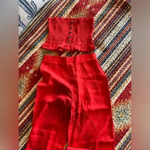Red Pants and Tube Top Set